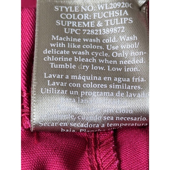 White Stag Capri Pants PLus Size 18 Embroidered Tulips Fushsia Pull ON Stretch - Picture 5 of 9